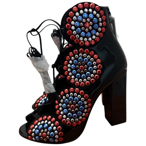 KAT MACONIE Vera Patent Leather Open Toe Embellished Boots Size 36 - Picture 5 of 15